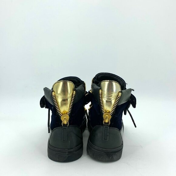 Giuseppe Zanotti Womens Black & Gold Three-Zip High Top Sneakers Size 36.5 Made - Picture 4 of 7